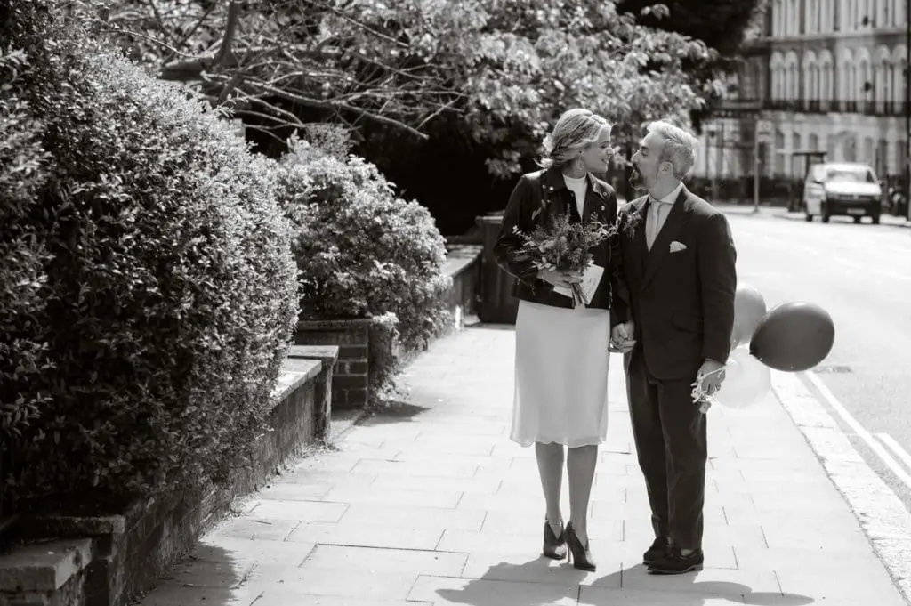 bridal couple just about to kiss