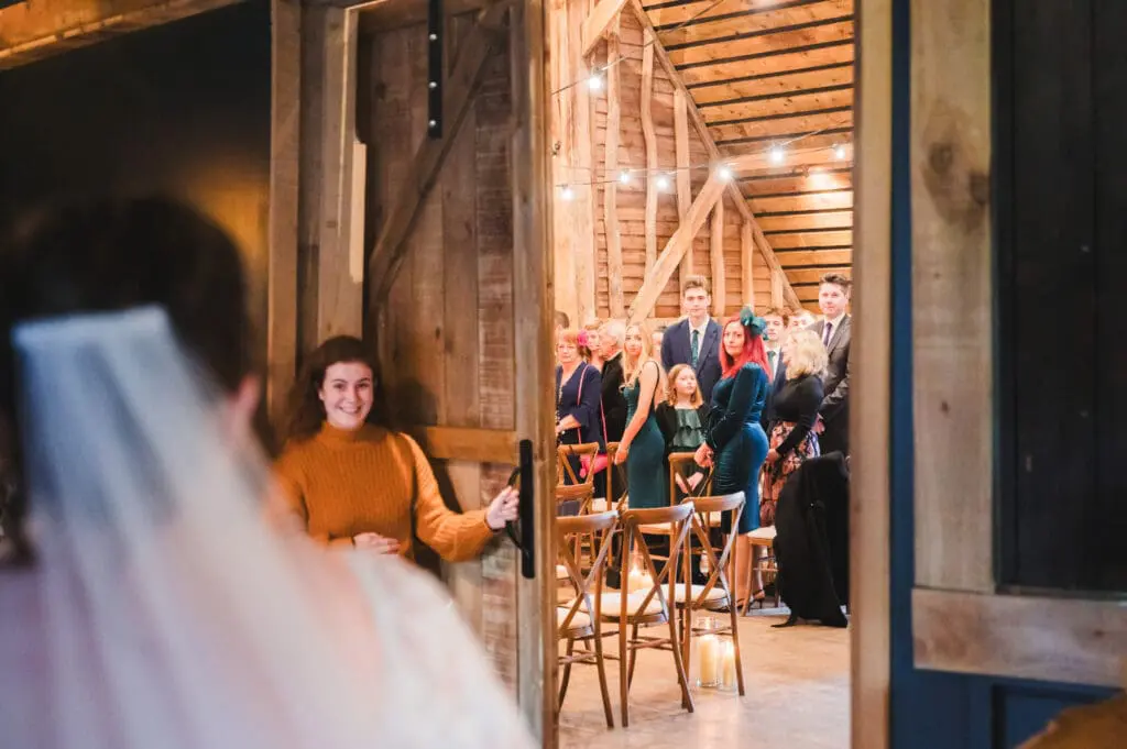 The barns at redcoats winter wedding