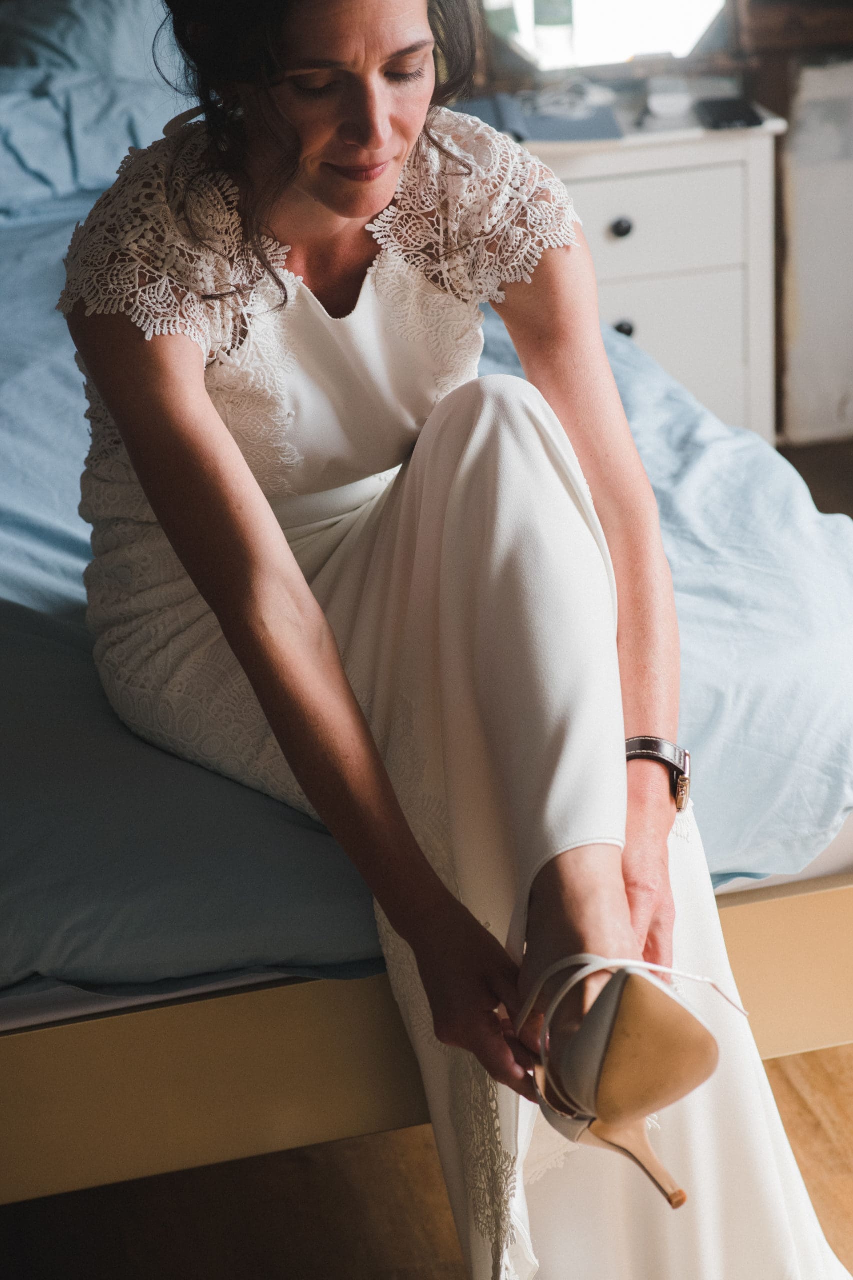 Putting Bridal Shoes