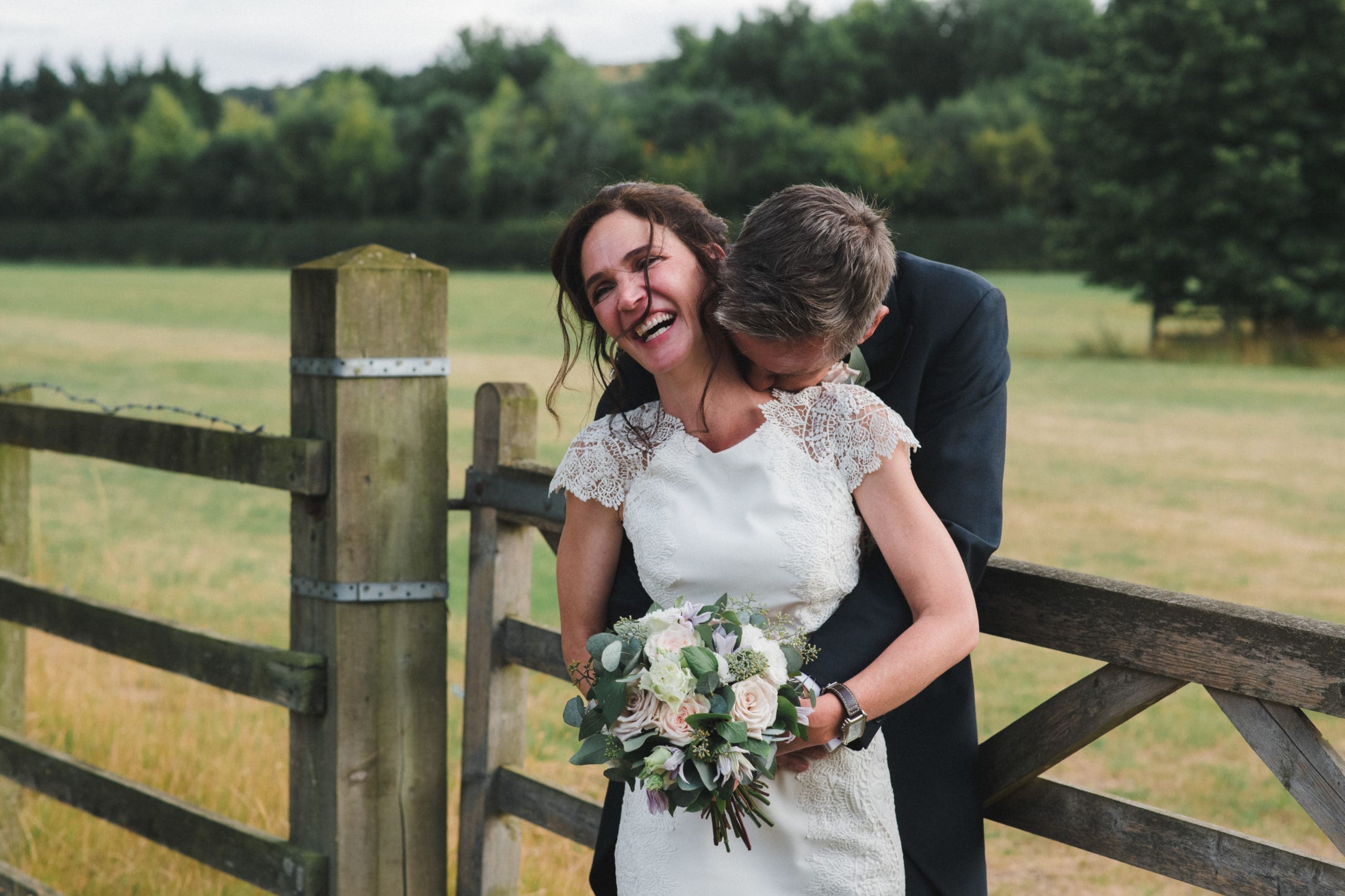 Bride and Groom Snuggling