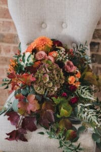 Wedding bouquet with autumn inspired colours